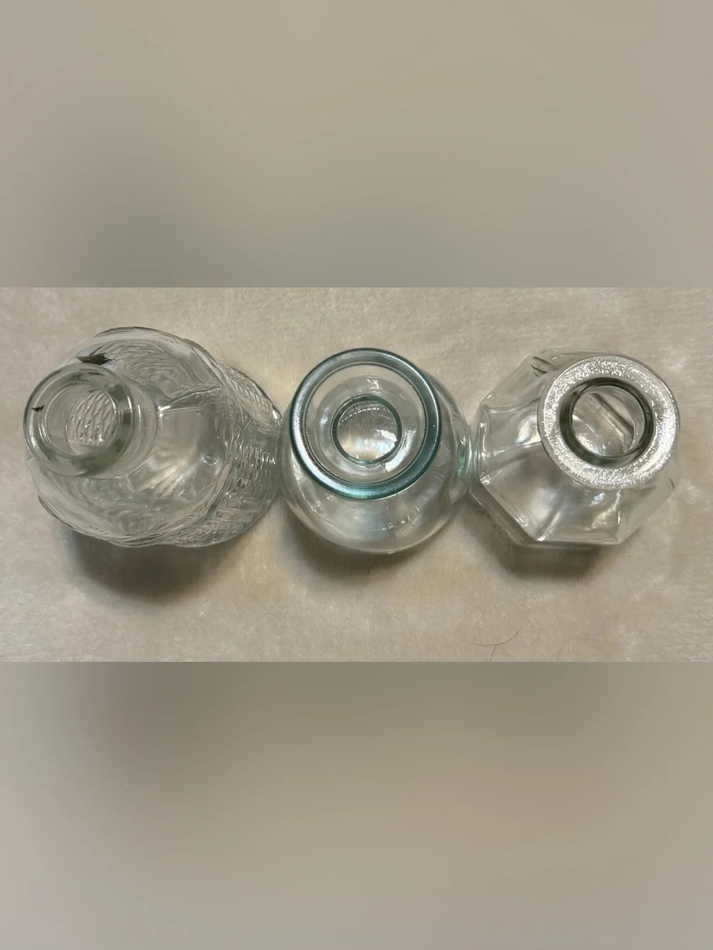 Clear Glass Decorative Bud Vase Trio